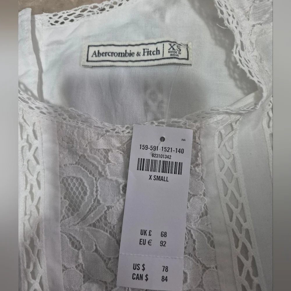 Abercrombie & Fitch White Lace Y2K girly fairy core eyelet lace Dress XS NWT - Picture 9 of 11